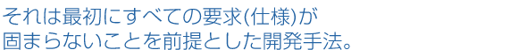 それは最初にすべての要求（仕様）が固まらないことを前提とした開発手法。